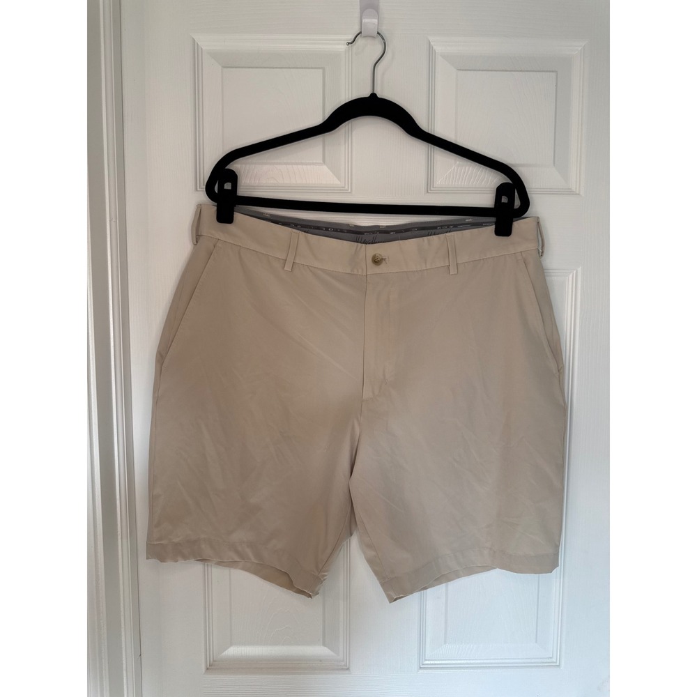 Walter Hagen Performance 11 Mens Golf Shorts Khaki Tan Flat Front Size 38